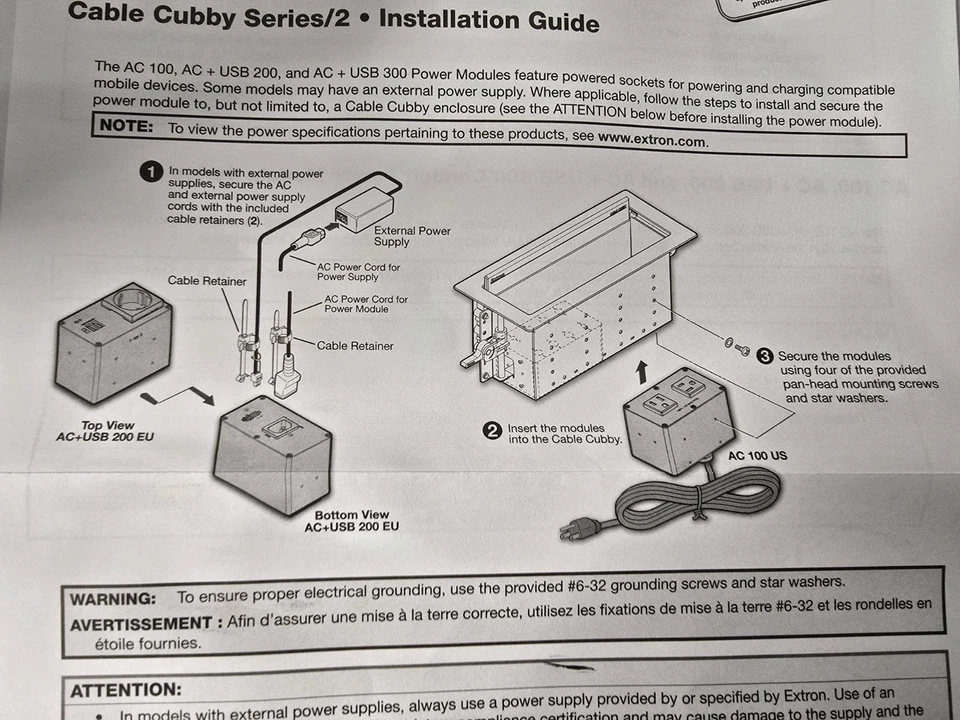 EXTRON 60-1697-01 / 60169701 60-1697-01 AC USB 224 US Cord For Cable Cubby | NEW - Image 4 of 4