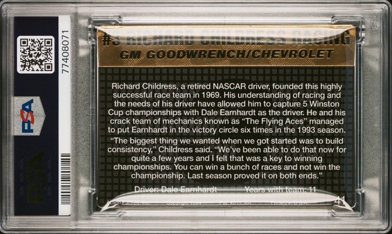 🏁 Dale EARNHARDT 1994 Action Packed #41 POP 1 🔥 PSA 8 Near Mint - Mint view 2