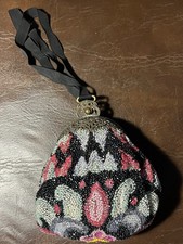 Vintage Flapper  Bead Purse Filigree Frame Gold Tone Metal circa 1920's