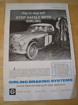 STOP SAFELY WITH GIRLING BRAKING SYSTEMS 1963 ADVERT A4 FILE 52