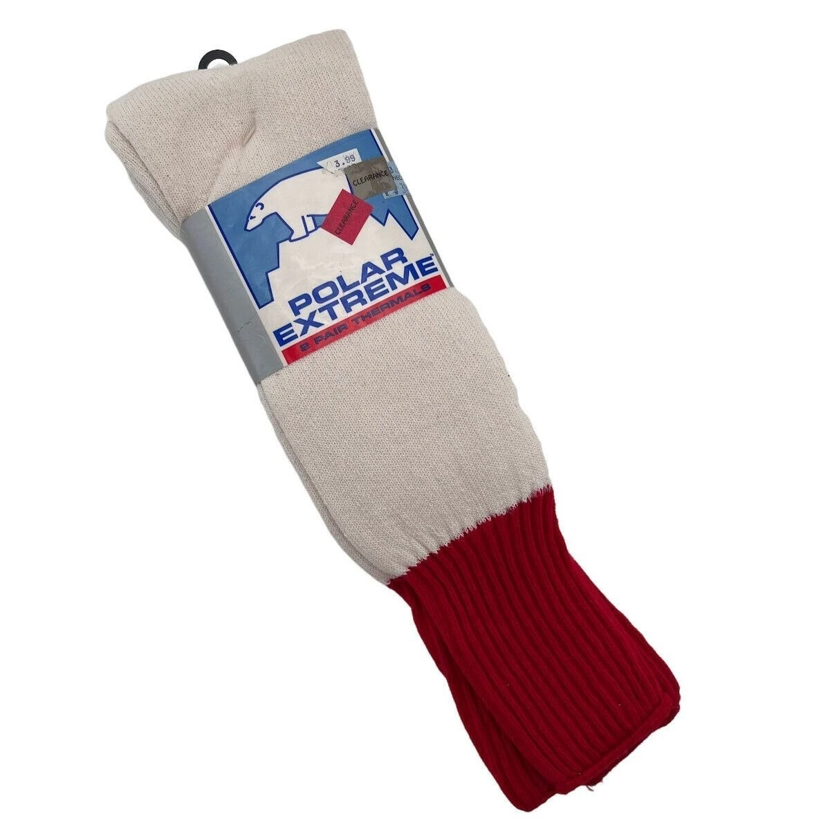 Polar Extreme 2 Pair Thermal Socks Red & White Fits 10-13 Cotton/Nylon Blend Mad