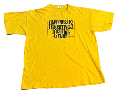 Vintage 1982 Belton Happiness Is Positive Cash Flow Shirt Size XL