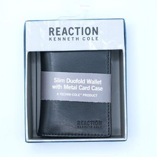 Kenneth Cole Reaction Slim Duofold Wallet With Metal 6 Card Quick Access NIB