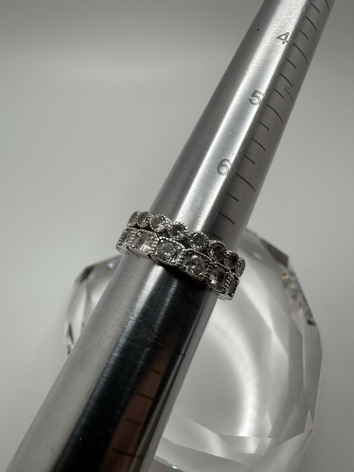 Sterling Silver Eternity CZ 2 Ring Stack Set Size… - image 2