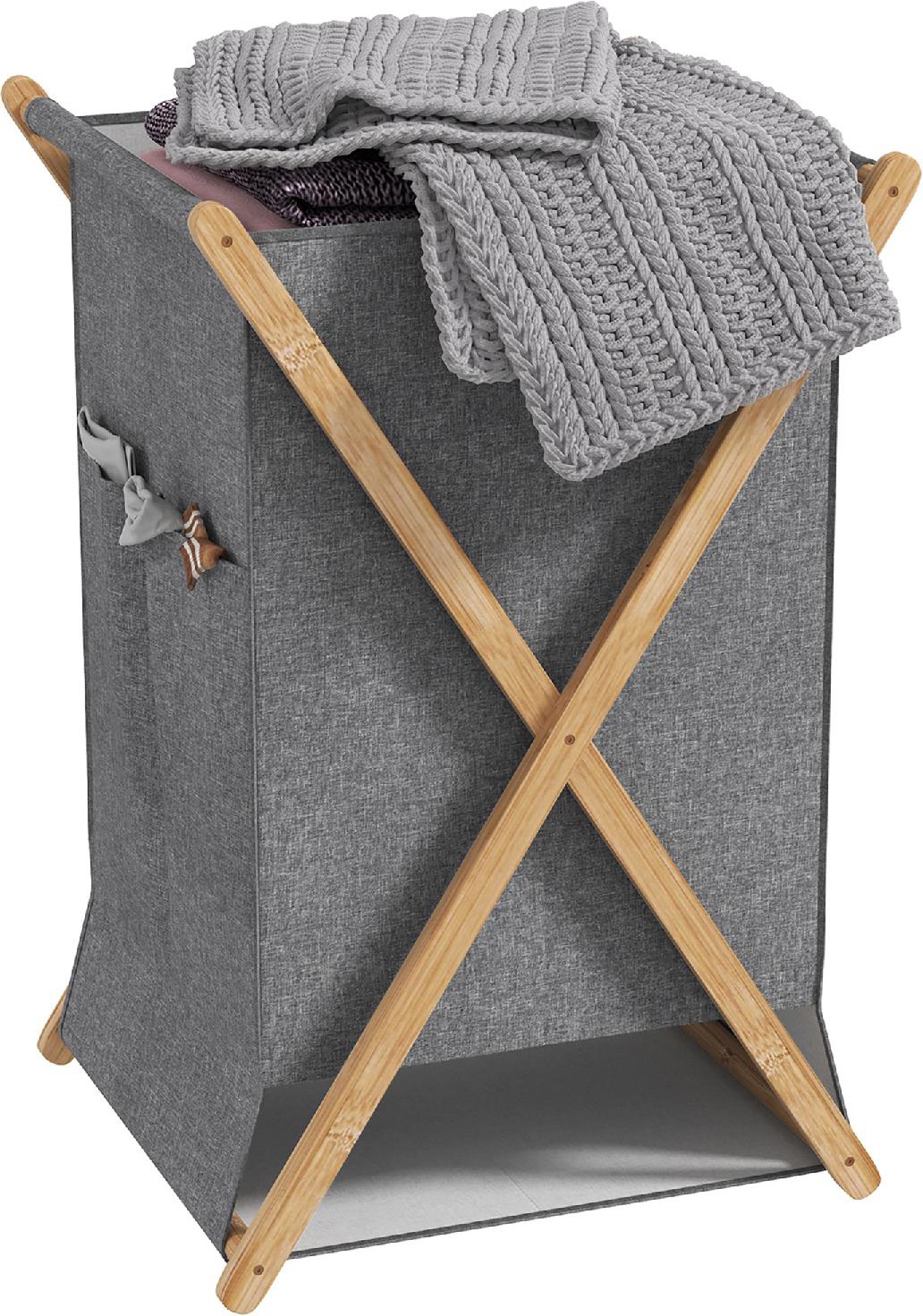 Cesto Biancheria 55L DecHome Pieghevole Grigio - Design Salvaspazio