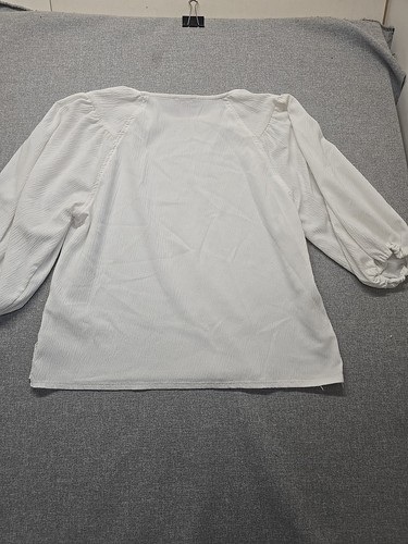 Vince Camuto Blouse Top Womens Size Large White Gauze Peasant Puff Sleeve - Picture 11 of 13