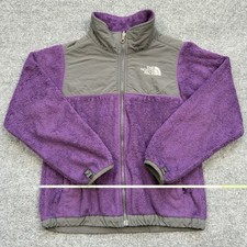 The North Face Denali Jacket Girls Small 7/8 Purple Gray Full Zip Hikling Gorp