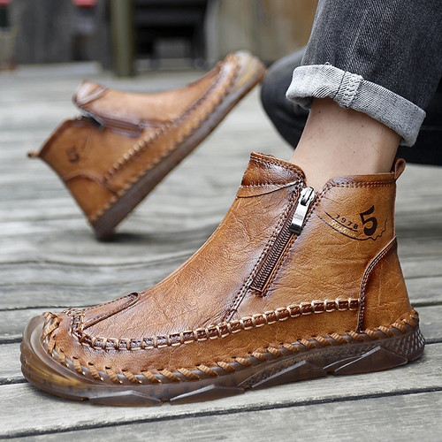 Stivali uomo fatti a mano scarpe casual stivali pelle scarpe comode sneakers - Foto 24 di 27