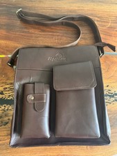 Brown Leather Crossbody Purse Organizer Multi Pocket Shoulder Bag