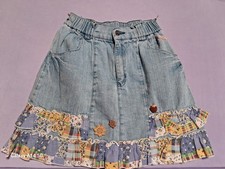 Light Blue Denim Skirt Intervened Decorated Girls M 7-8
