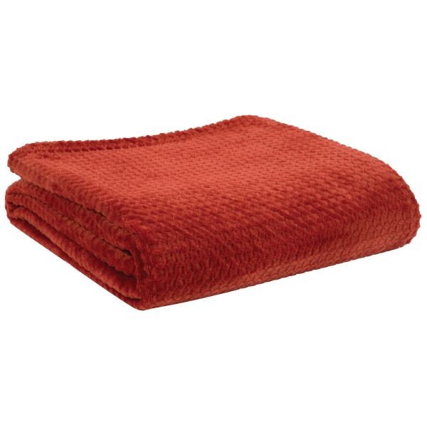 Plaid 130x160 cm en polyester terracotta aux finitions haut de gamme