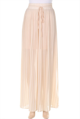 tigha Maxi-Pleated-Skirt S nude beige