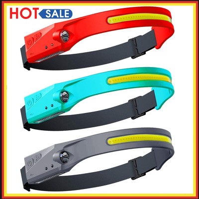 COB LED Headlamp Sensor Headlight Flashlight USB Rechargeable Outdoor Work Light