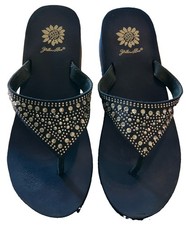 Yellow Box Zubin Navy Wedge Sandal Flip Flop Women's size 9 NEW