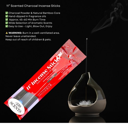 11'' Incense Sticks Variety Pack 500 Sticks TROPICAL VIBES Hand Dipped Wholesale - Picture 7 of 23