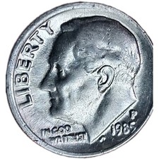 1985-p Roosevelt Dime DDO & Misaligned Die- Error 