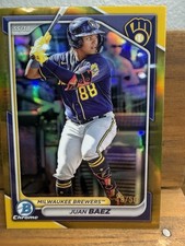 JUAN BAEZ 2024 Bowman Chrome Sapphire 1st Prospect Gold Refractor /50 Brewers