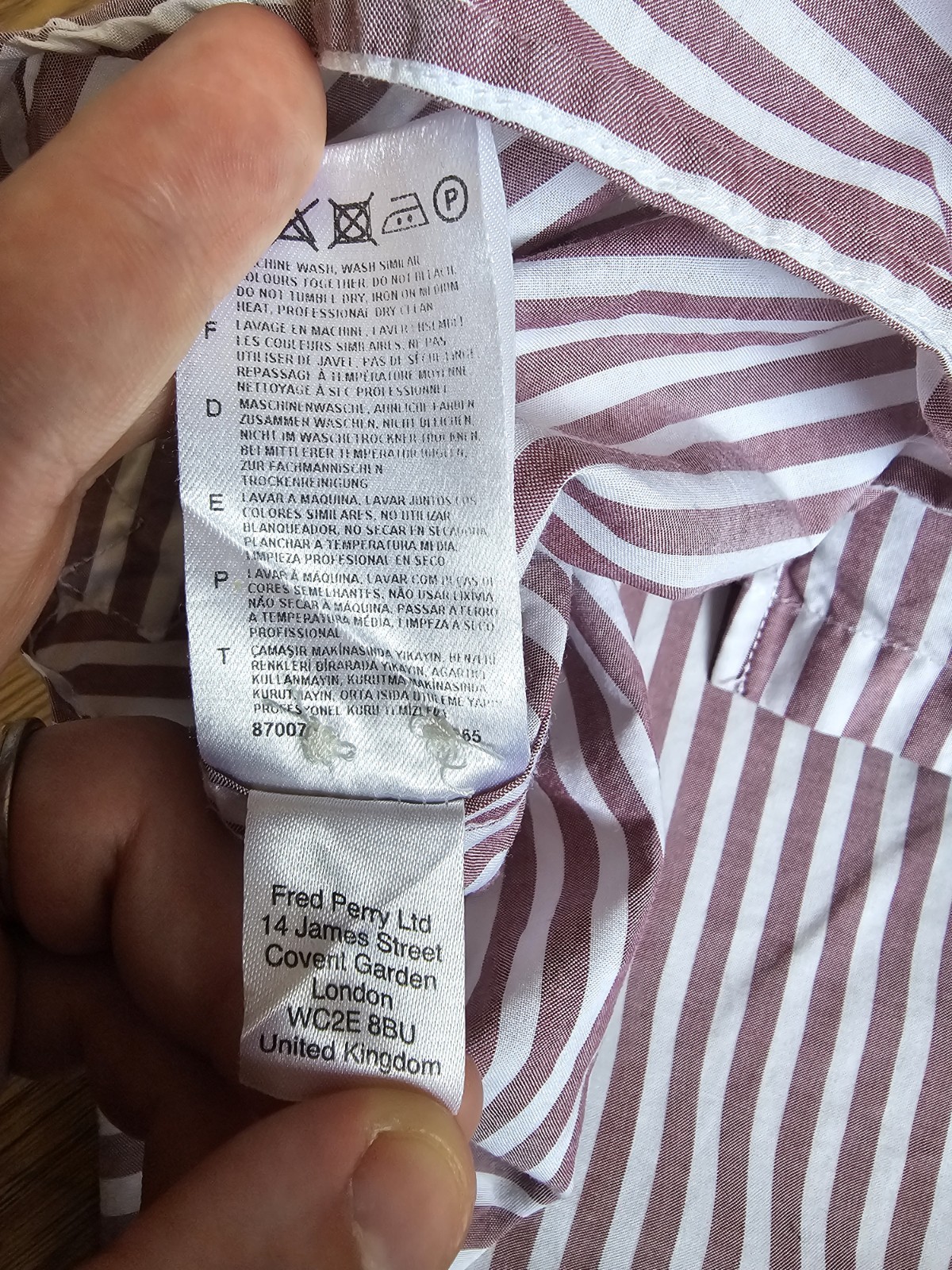 Fred Perry Mens Shirt Size Large Slim Fit Long Sleeve Striped Button Striped image 6