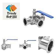 2" Tri Clamp Sanitary Ball Valve, 3-Way Ball Valve T-Port Stainless Steel 304...