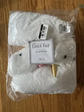 Pottery Barn kids unicorn slippers ivory medium 10-12