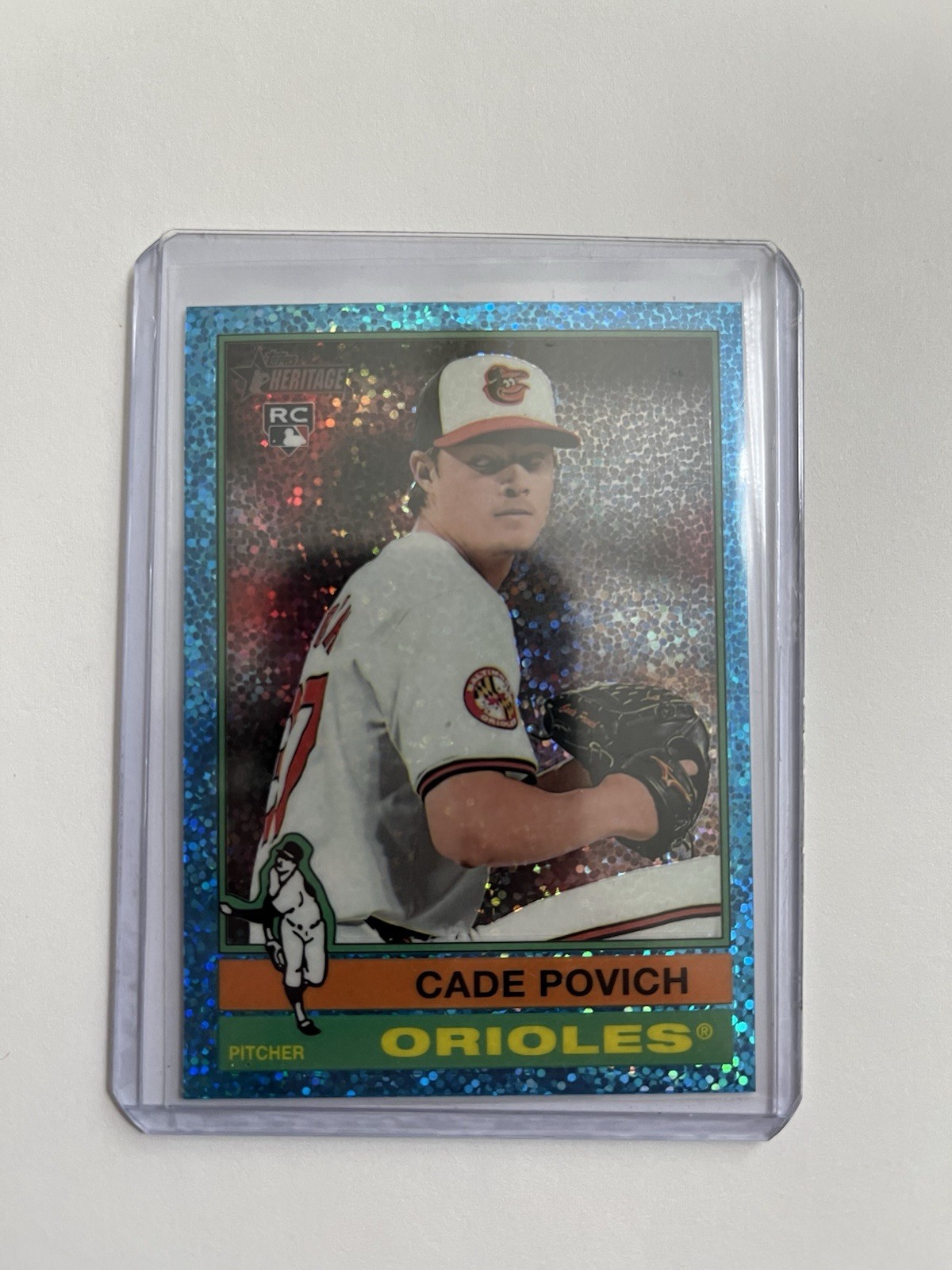 2025 Topps Heritage Rookie Light Blue Sparkle Chrome Cade Povich