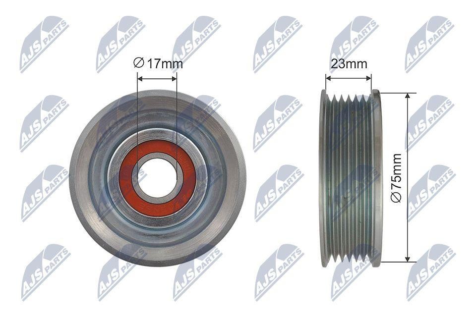 NTY Tensioner Pulley V-Ribbed Belt RNK-MZ-015 For Mazda, 75x23mm