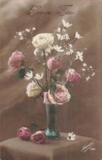 LOT OF 5 FANCY POSTCARDS VASES FLOWERS - 22275