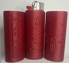 SET OF 3 RED Lighter Cases Sleeves Covers Fit standard BIC lighter