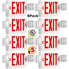 Exit Sign with Emergency Lights Red, LED Emergency Exit Light with Battery 8Pack