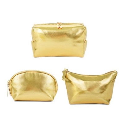 Large Capacity Make Up Pouch Handheld Gold Zipper Bag Storage Bags for Travel