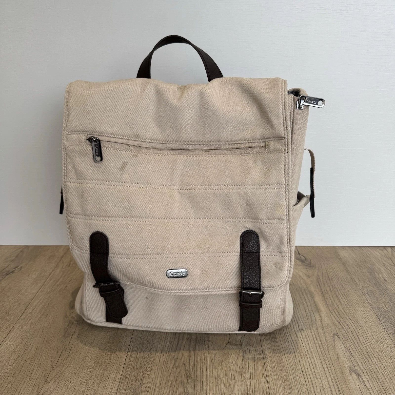 iCandy Beige Backpack Changing Bag Baby Nappy Bag With Integrated Changing Mat
