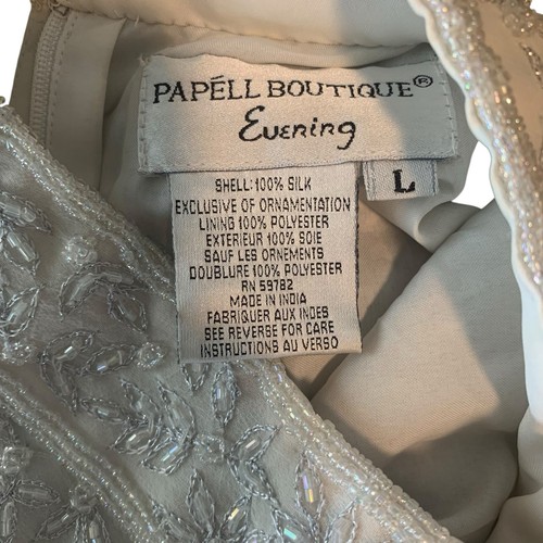 Papell Boutique Damen Vintage Weiß Abend Seide Perlen Elegant Glamourös Top L - Bild 10 von 10