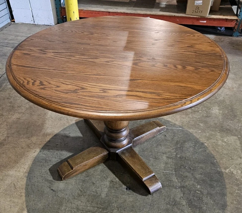Conant Ball Furniture Solid Oak Round English Style Dining Table Pub Table - Image 4 of 4