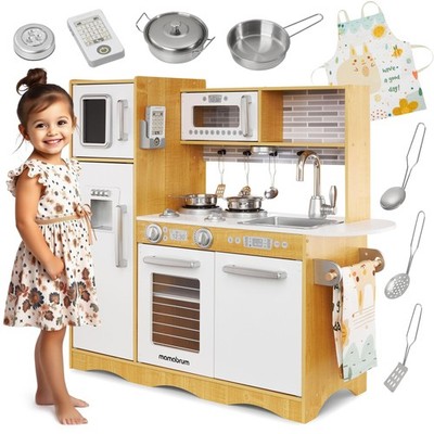 Holz Spielküche Kinder LED Beleuchtung Zubehör Set Ofen Mikrowelle 15 Teile