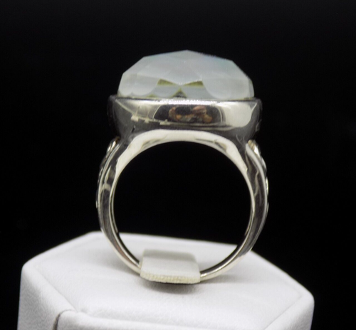 Vintage Whitney Kelly WK Ring Faceted Mother of Pearl 925 Sterling Silver Size 8 - Picture 5 of 16