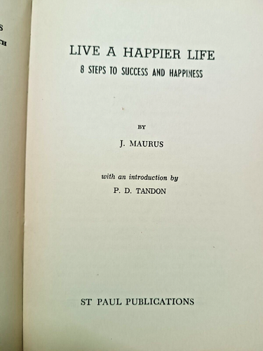 INDIA PRINT AUTOAYUDA: VIVE UNA VIDA MÁS FELIZ POR J. MAURUS 1970 PUBLICACIÓN SAN PABLO - Imagen 2 de 13