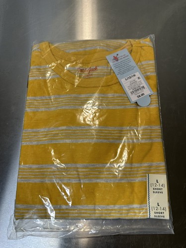 Boys Cat & Jack Short Sleeve Yellow Striped Shirt Sz Large NWT see pics - Picture 6 of 7