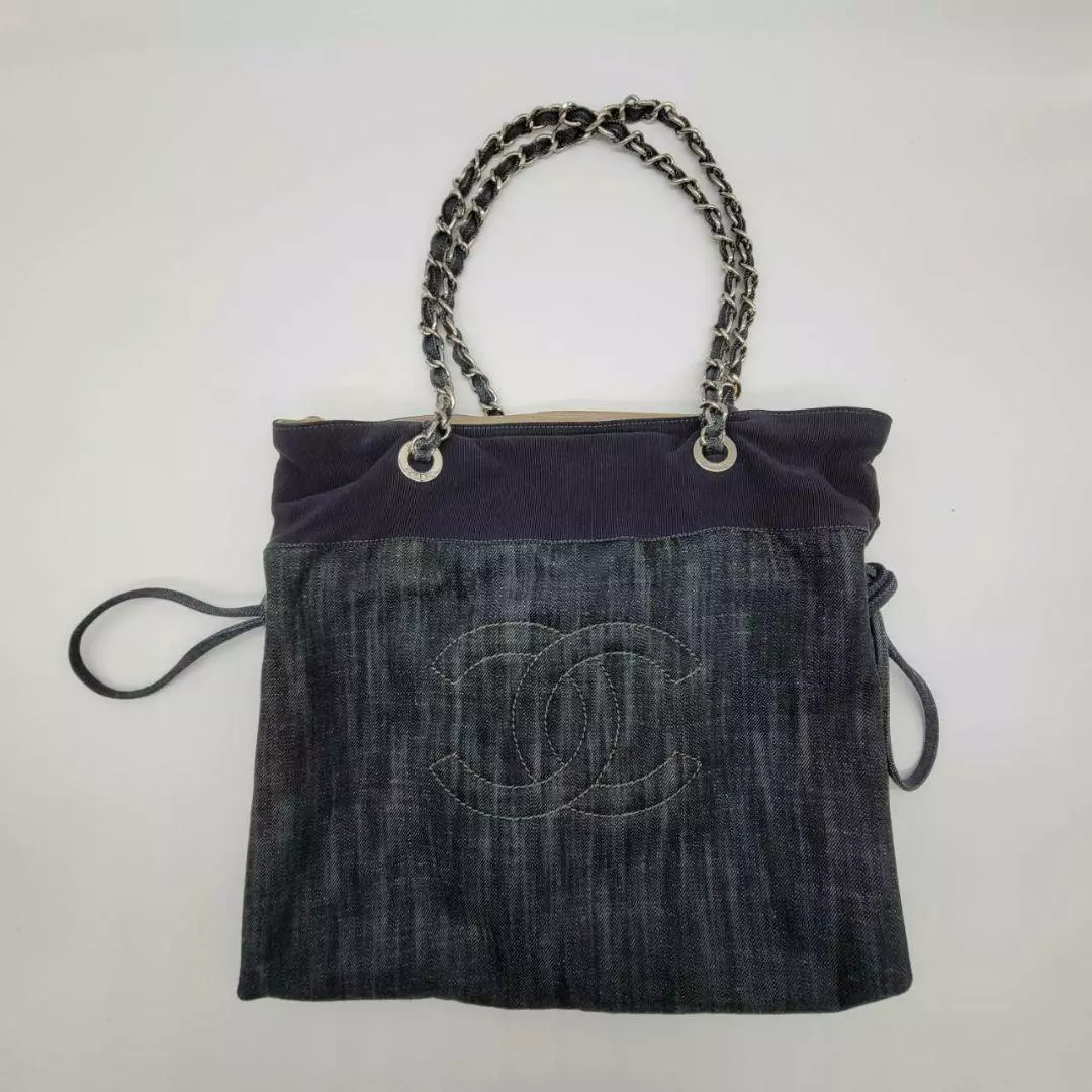 Chanel Medium Blue Denim CC Stitch Tote Bag · INTO