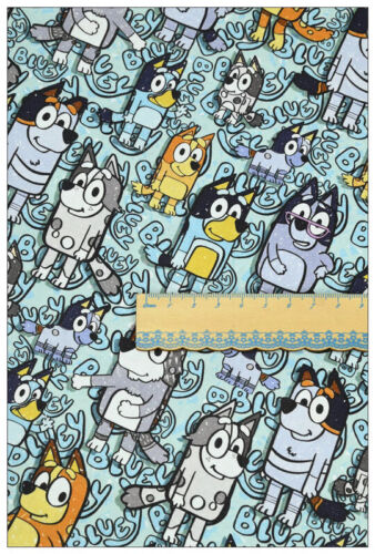 (A) Various Bluey Cartoon Dog Puppy Heeler Family FQ, 1/2 Metre Cotton Fabric - Picture 9 of 17