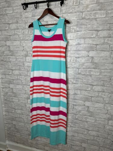 New Talbots Maxi Tank Sundress Dress Small Knit Multicolor Striped Sleeveless - Picture 2 of 13