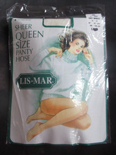 LIS MAR Vintage OFF-WHITE Nylon PANTYHOSE-QUEEN-Fits 1X-4X- 160-235 lbs - 1980s