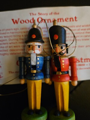 Vintage Nutcracker Mini Wooden Ornaments GDR  Set of 4   NEW