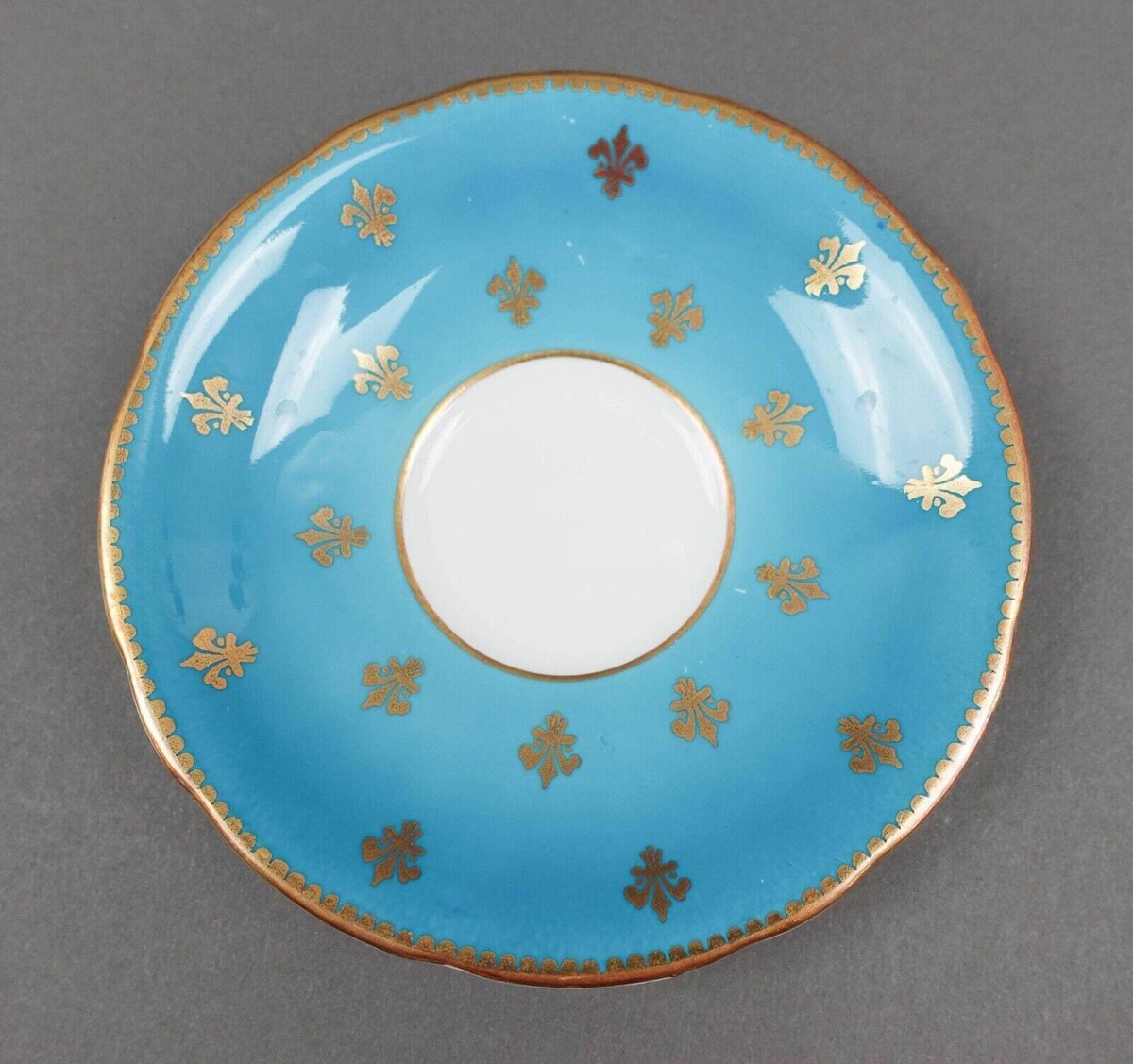 22 【磁器】AYNSLEY Aynsley England Cabbage Rose Turquoise Blue Gold Fleur De
