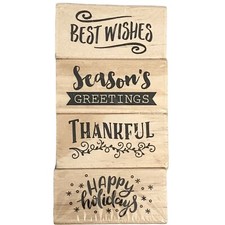 Recollections Rubber Stamp 1.25  Holidays Set of 4 Wood