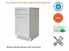 Gray Shaker Kitchen Base Cabinet, Single Drawer  Single Door
