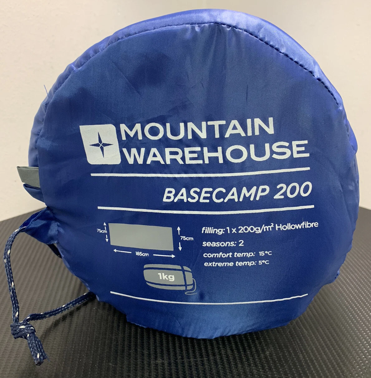 Mountain Warehouse BASECAMP 200 Sleeping Bag, Blue, 185cm x 75cm - NEW! FAST!