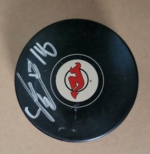 Steve Bernier signed New Jersey Devils hockey puck