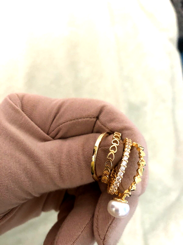 HONORA x DIAMONIQUE SET 4 STACK RINGS, SS or 18K GOLD PLTD SZ 8 or 11 (M4696-52) - Picture 10 of 21