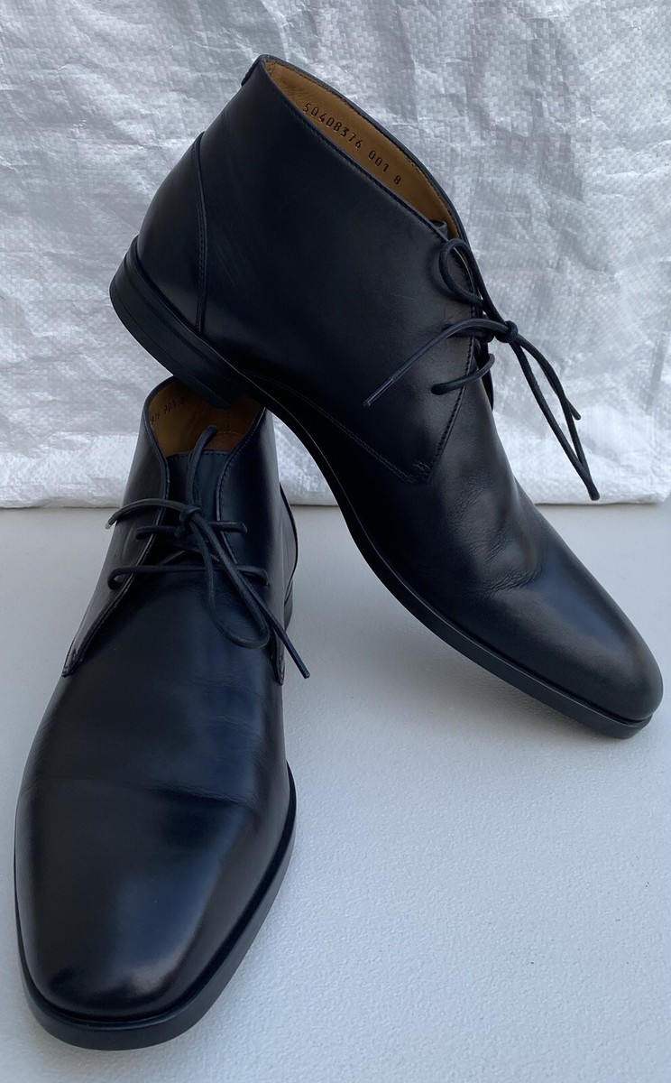 Hugo Boss Kensington Chukka Boots Black Leather Boots size 8-9 Mens Italy |  eBay