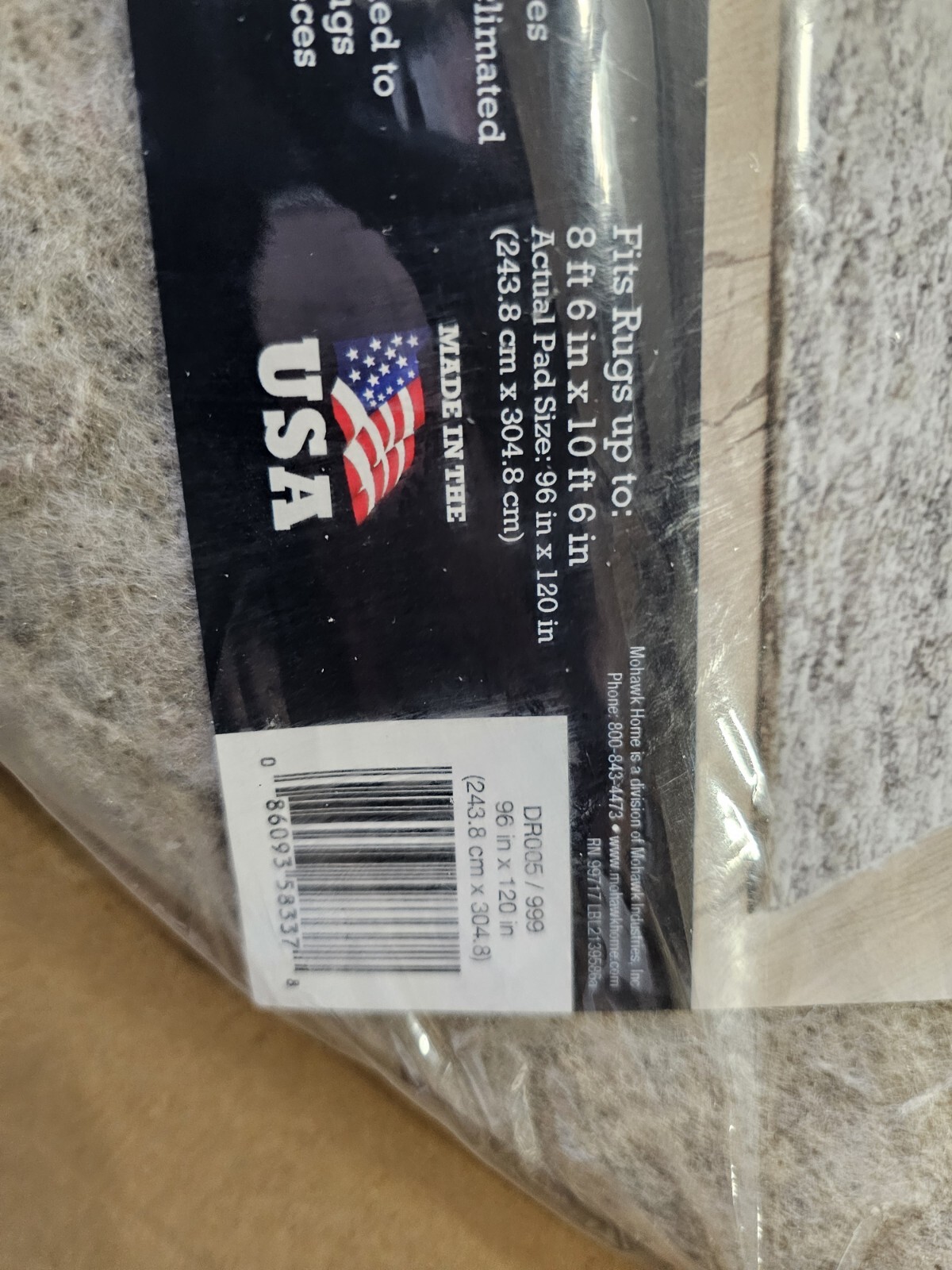 Mohawk Home 8' x 10' 1/4 Rug Pad 100% Felt Protective Cushion, x 10', Grey 